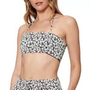 Sofia Richie x Bar III Women's Black & White Floral Print Satin Bralette Size M